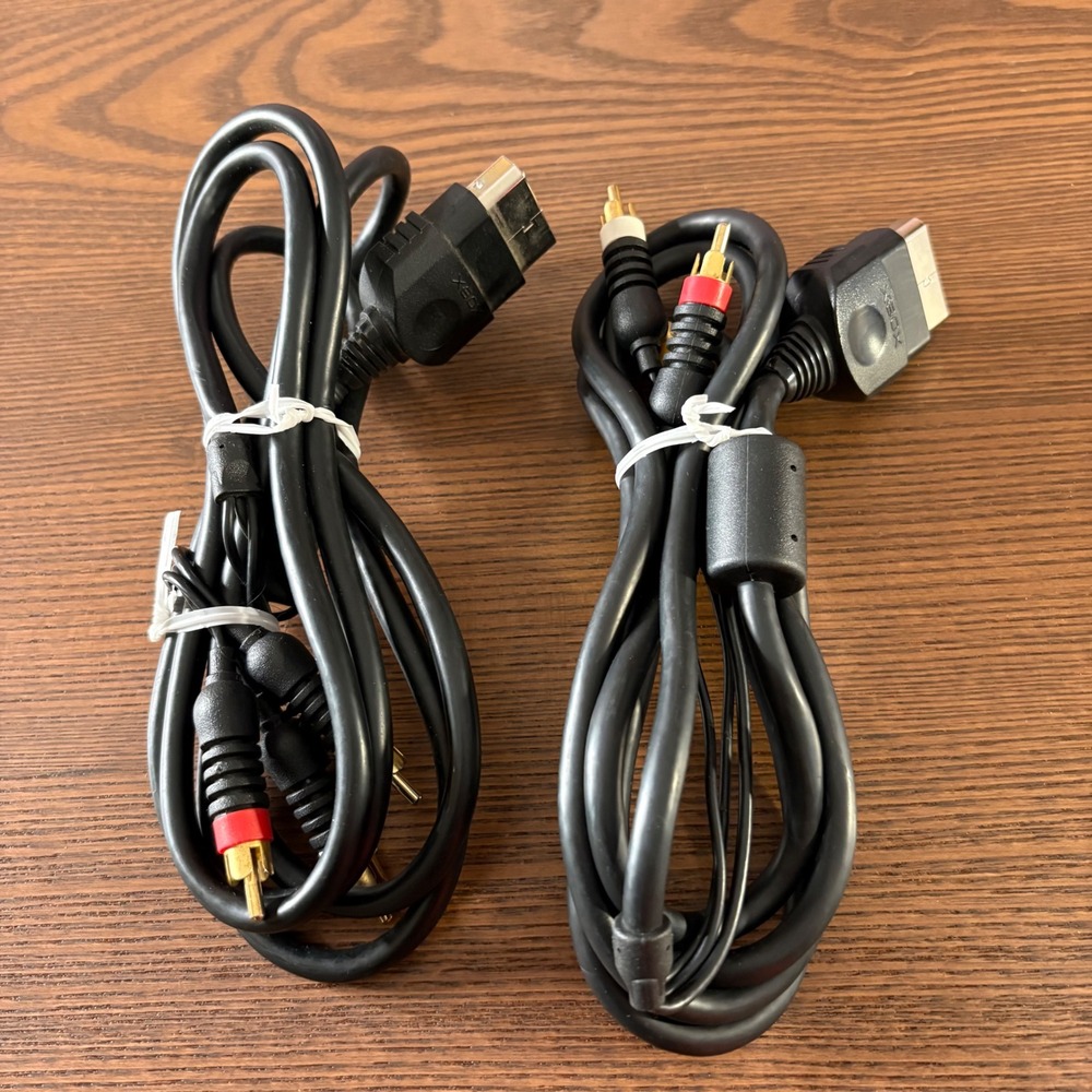 Microsoft Xbox AV Cable Composite RCA Original OEM‎ 2 Pack Black Excellent